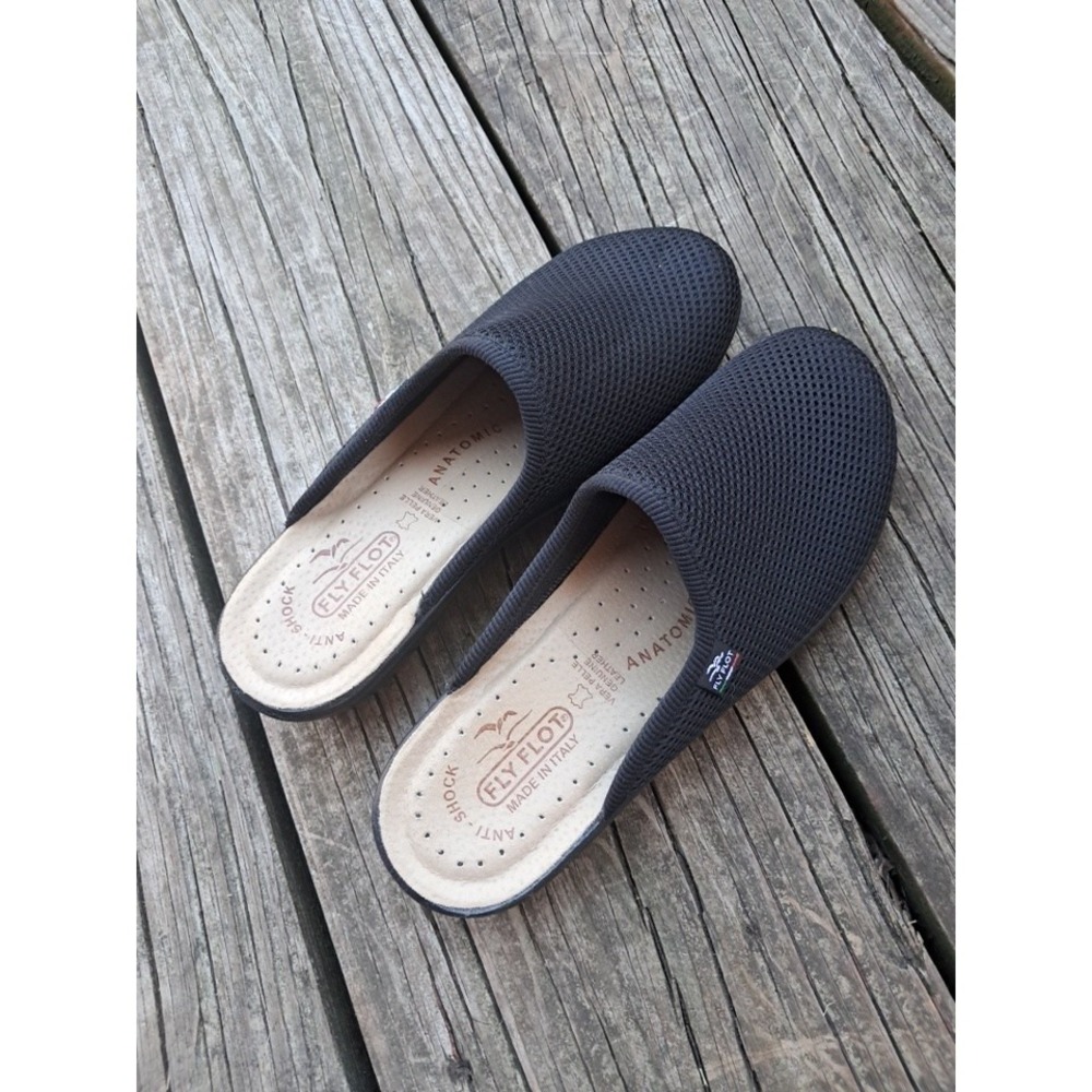 Women's Fly Flot Anatomic Anti-Shock Black Mesh Clogs Shoes New WO Box Sz 38 / 7